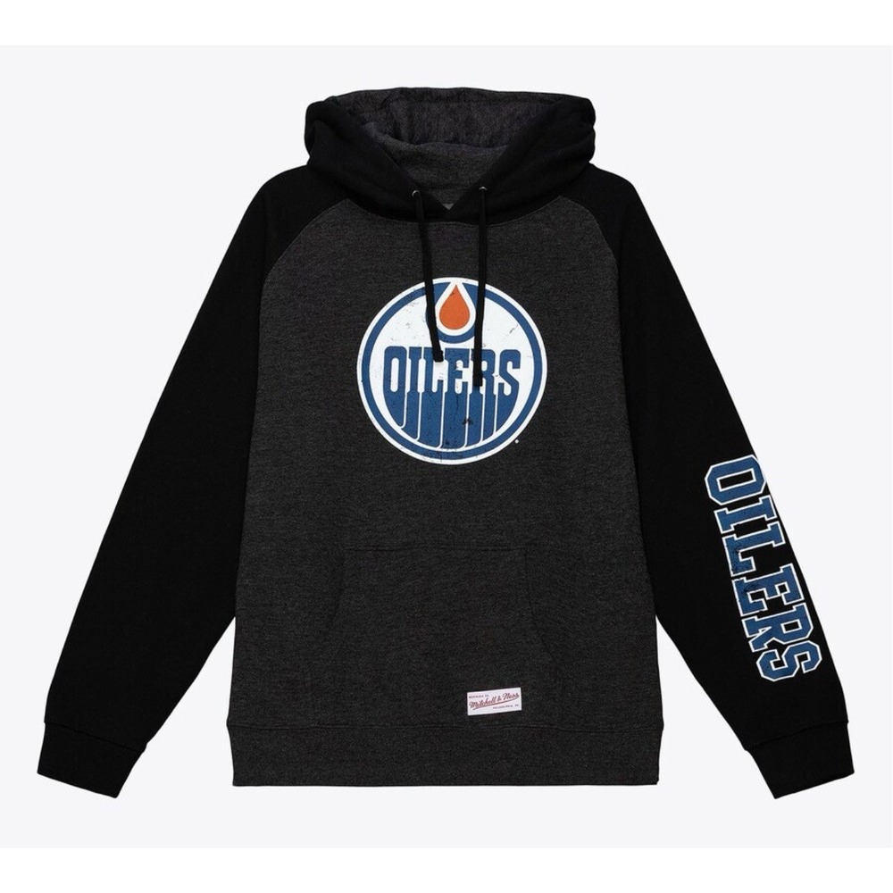 Mitchell & Ness Men's Mdm Heather Charcoal Edmonton Oilers Distressed Team Logo